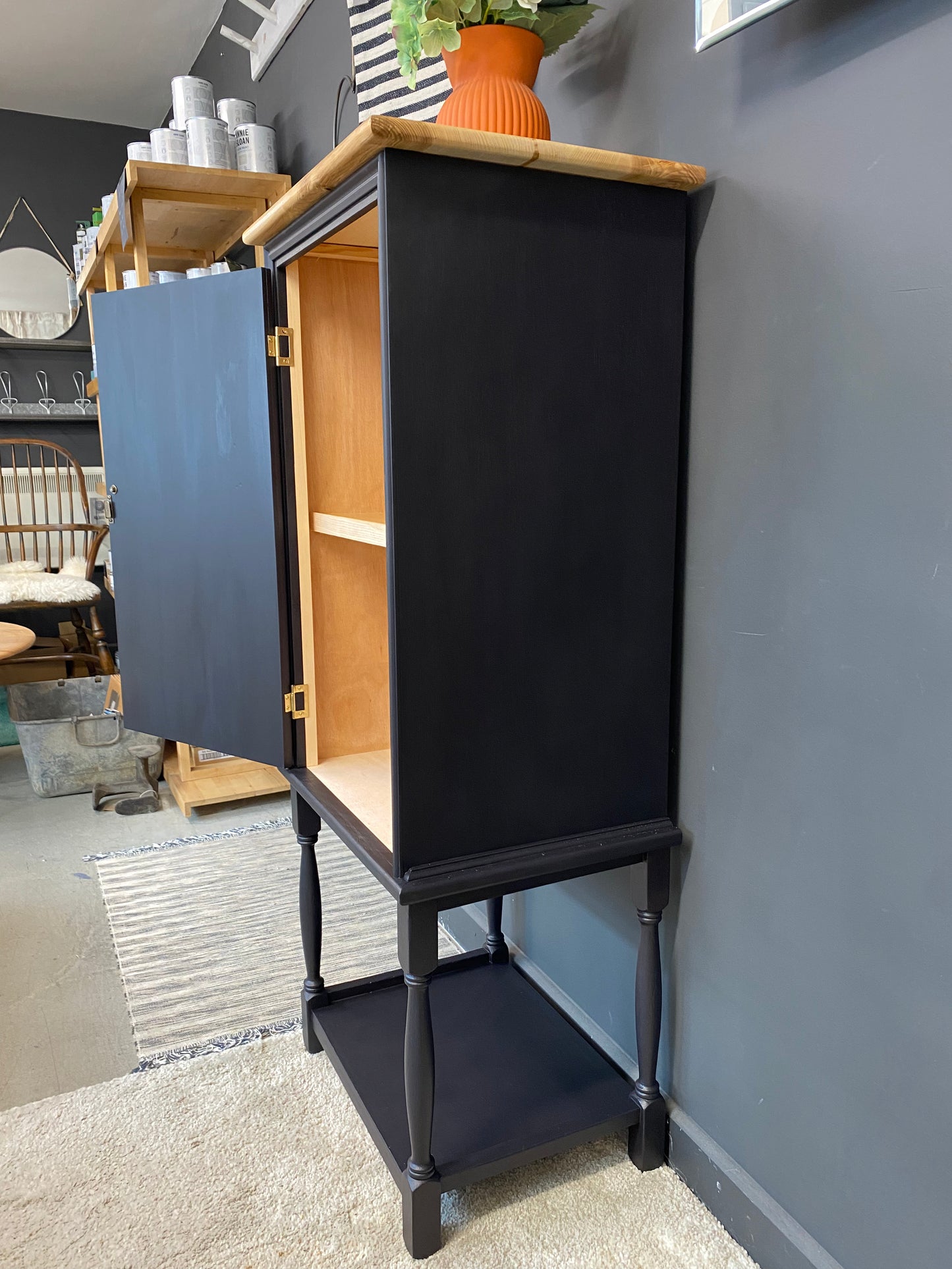 Black storage cabinet
