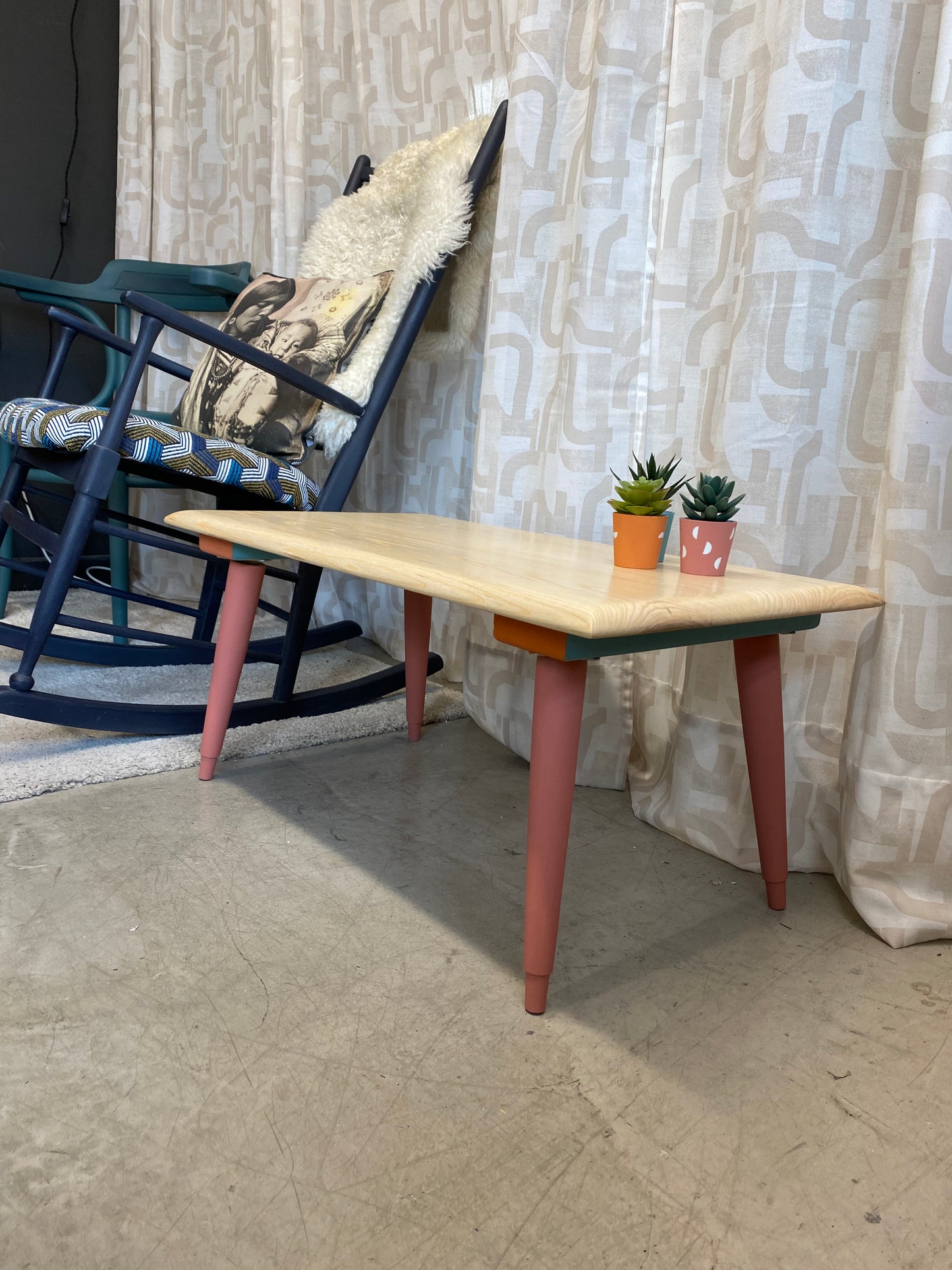 Ash coffee table with vintage legs
