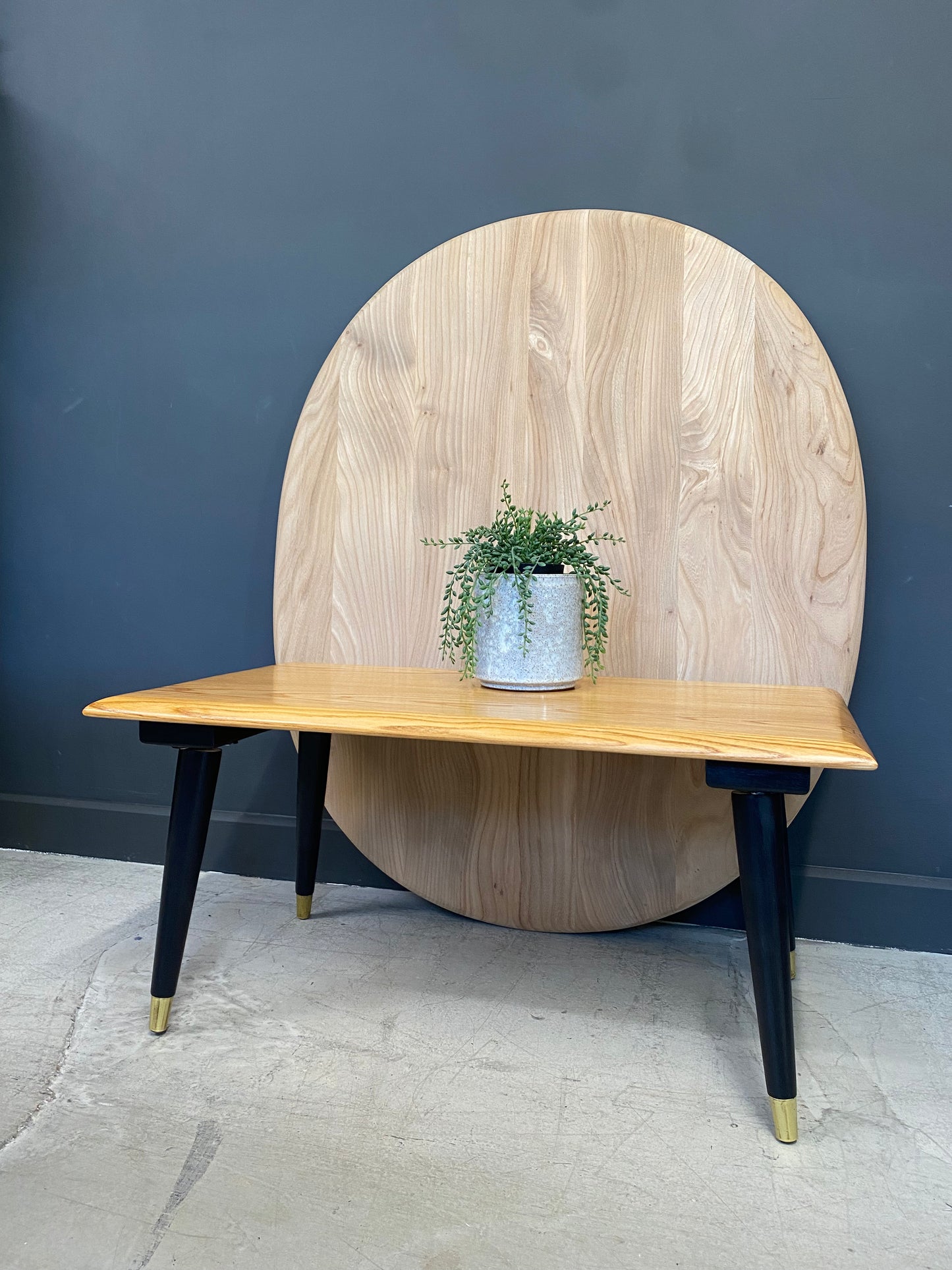 Ash coffee table with vintage legs