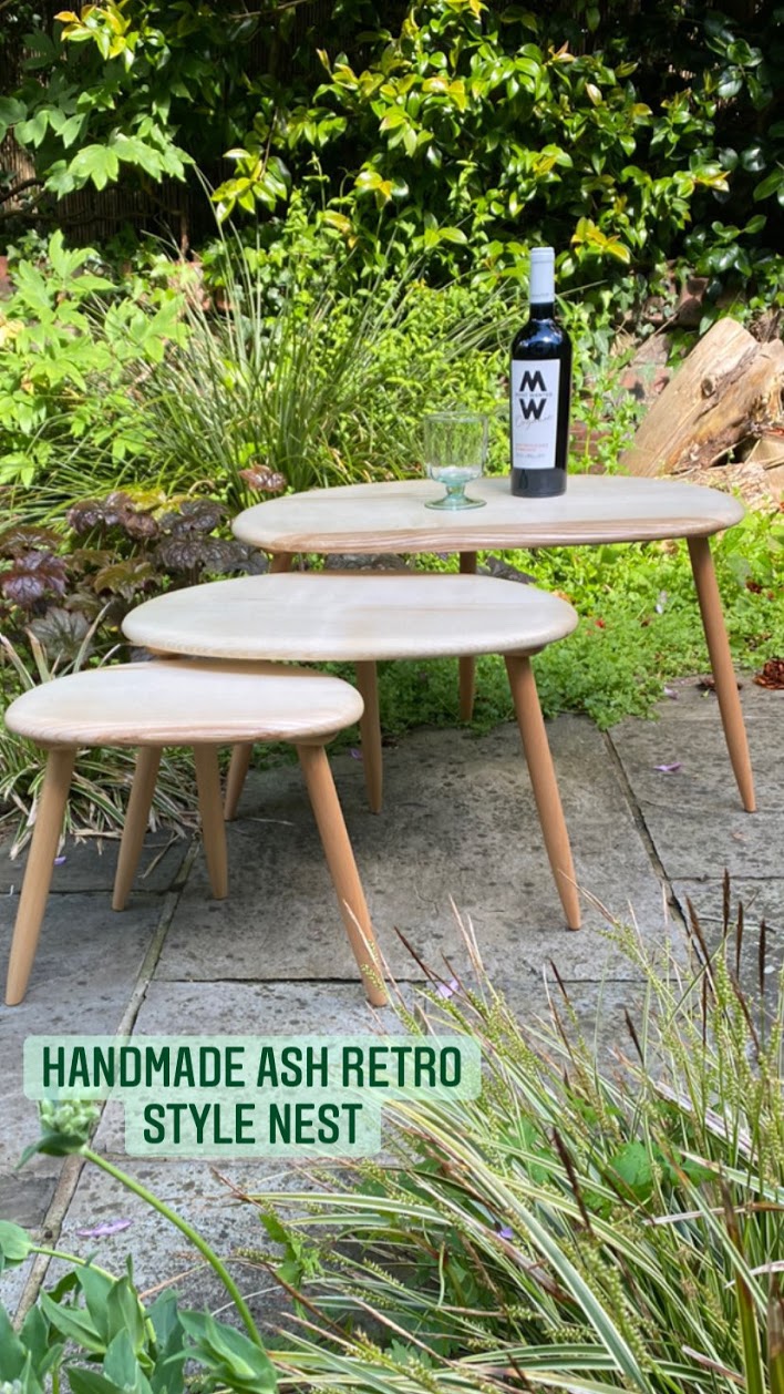 Handmade nest of tables in solid Ash