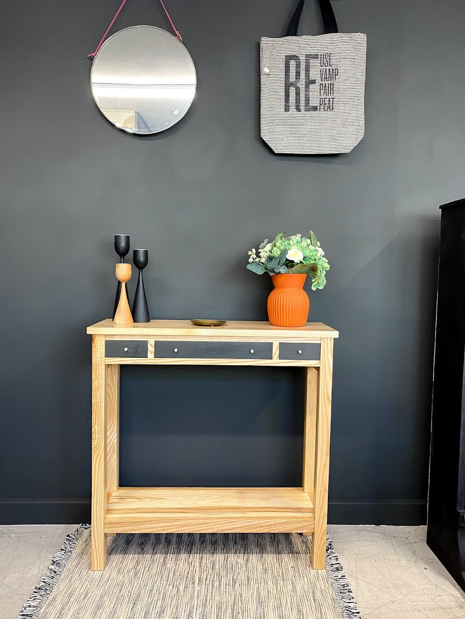 Handmade Console in Ash with Vintage Drawers