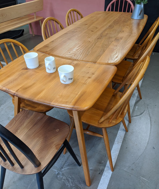 Restored Ercol Plank Table With Extension Table