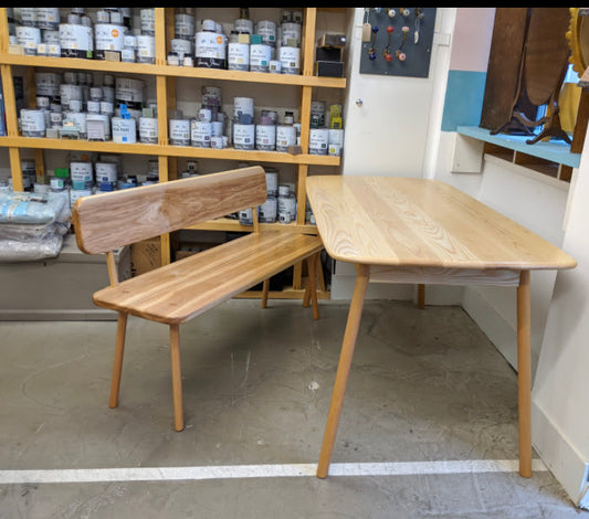 Solid Ash Dining table with matching Lucy Bench
