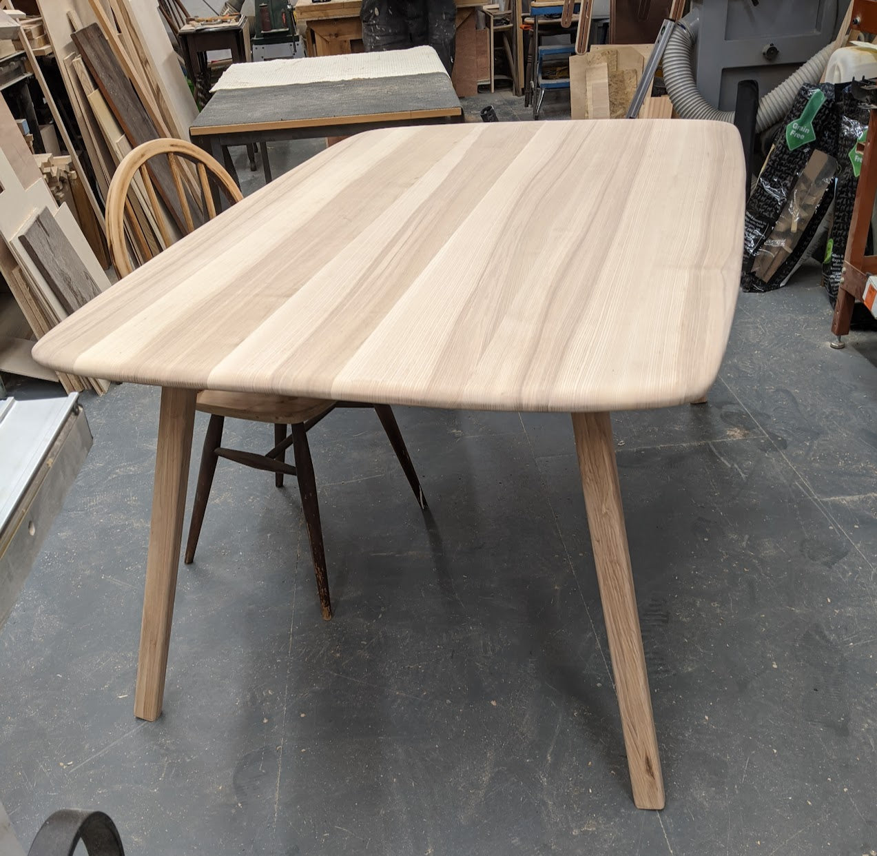 Bespoke Ash Table Bench and Restored Ercol Chair Set