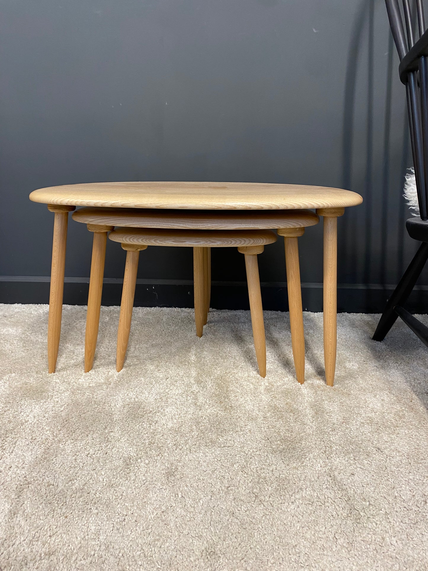 Handmade nest of tables in solid Ash
