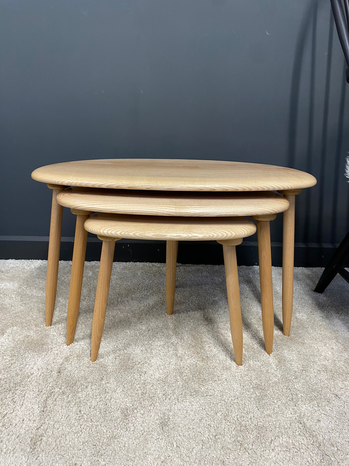 Handmade nest of tables in solid Ash