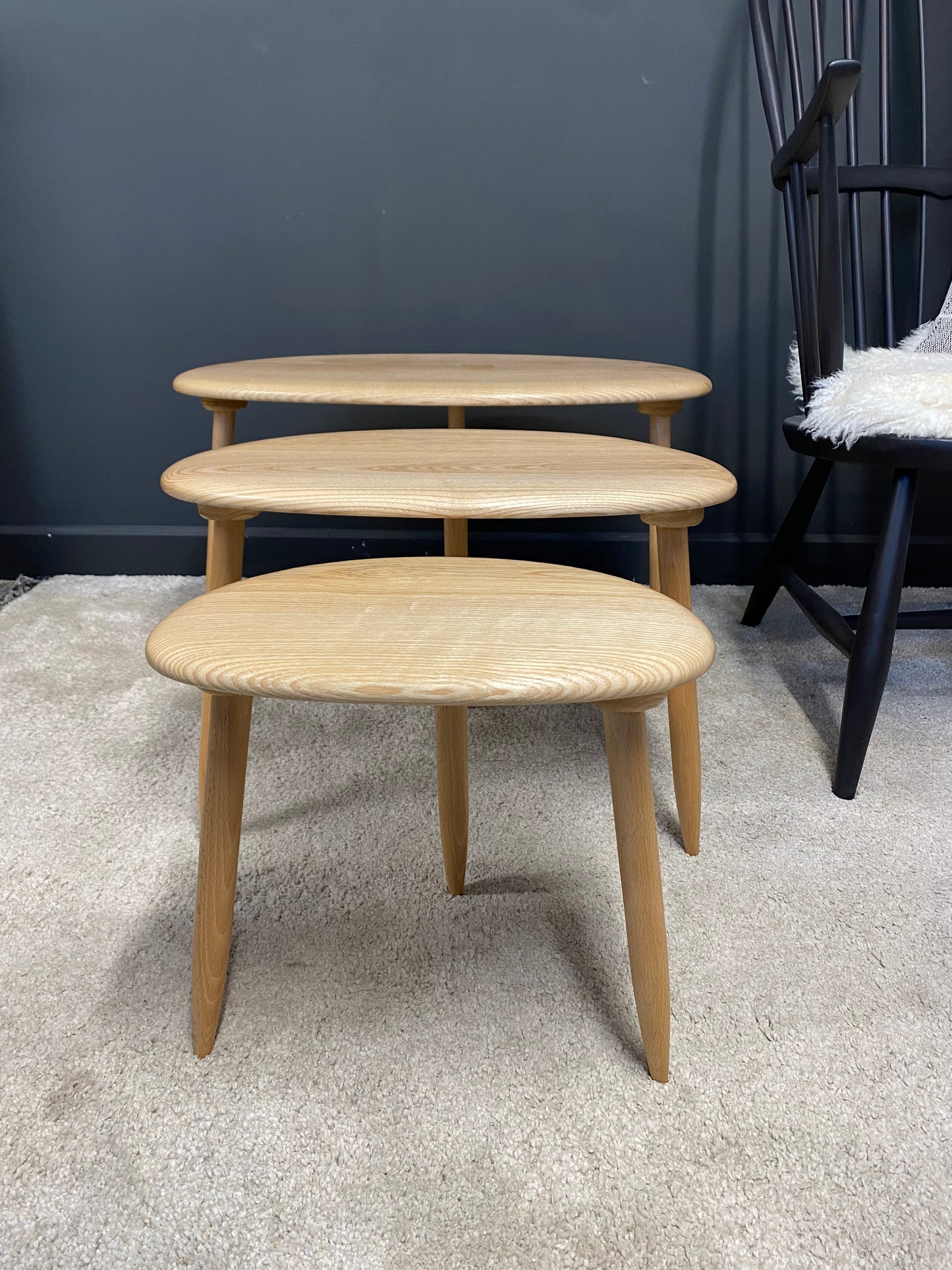 Handmade nest of tables in solid Ash
