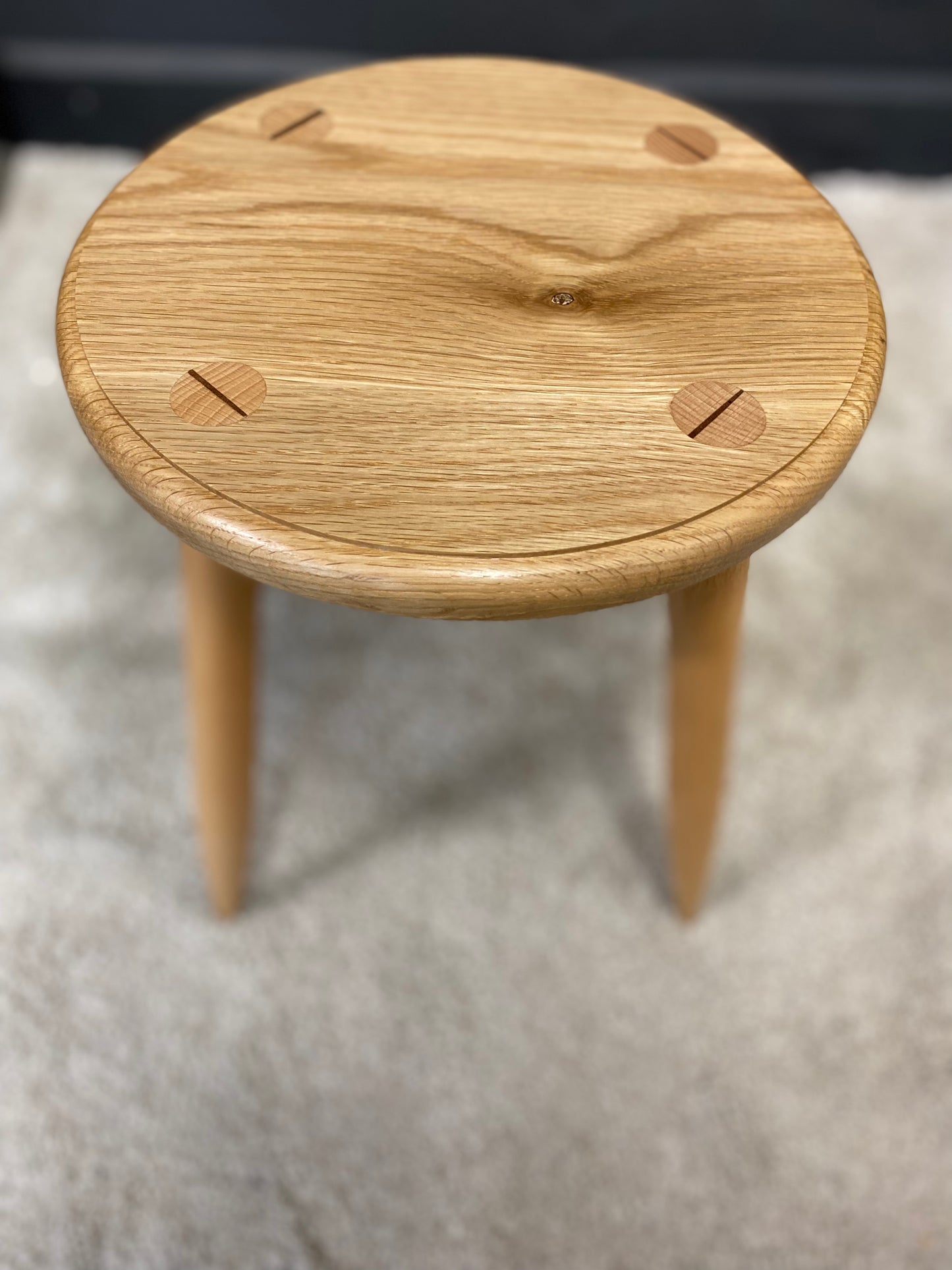 Stool in Oak with wedged tenons.