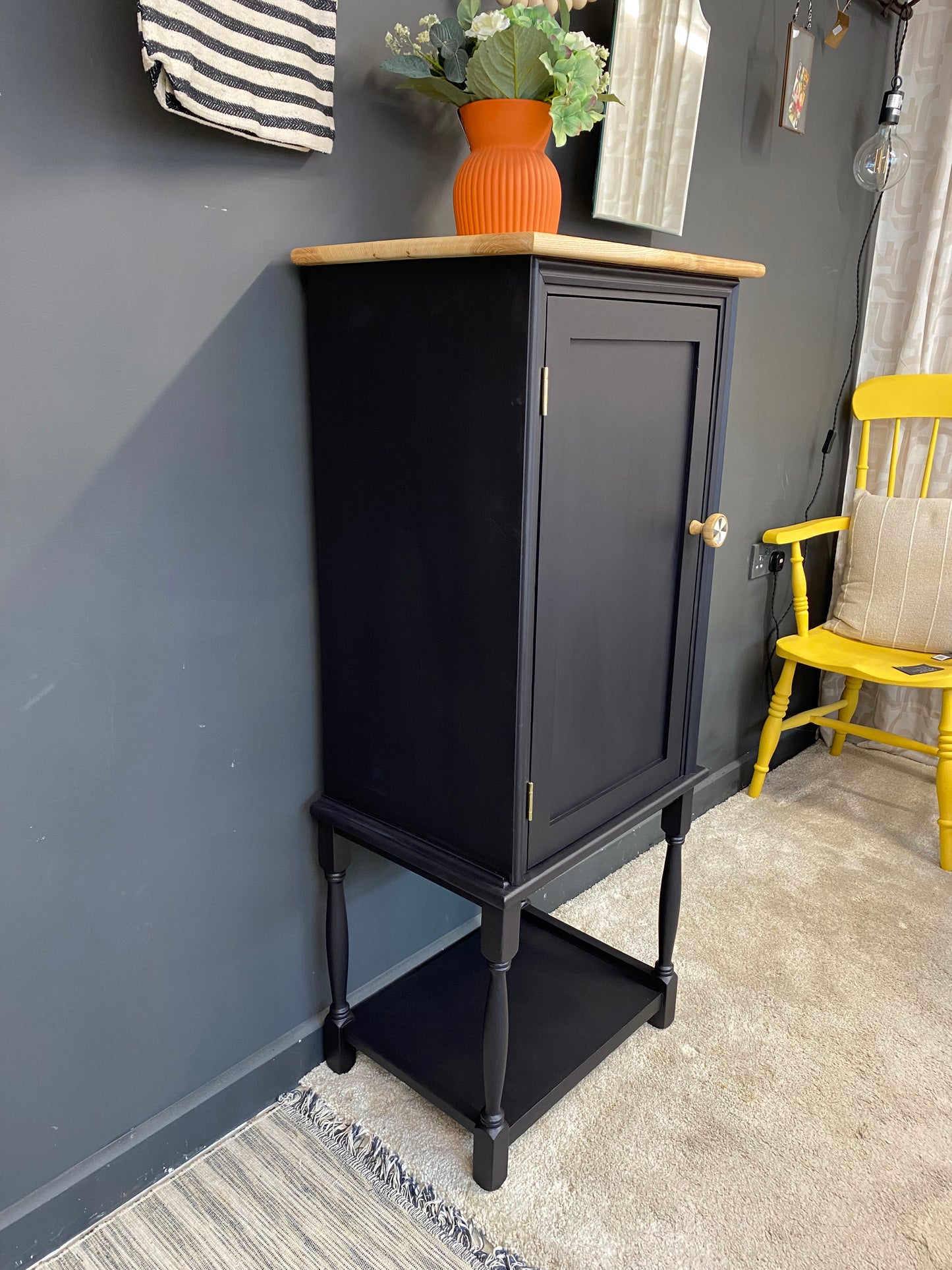 Black storage cabinet