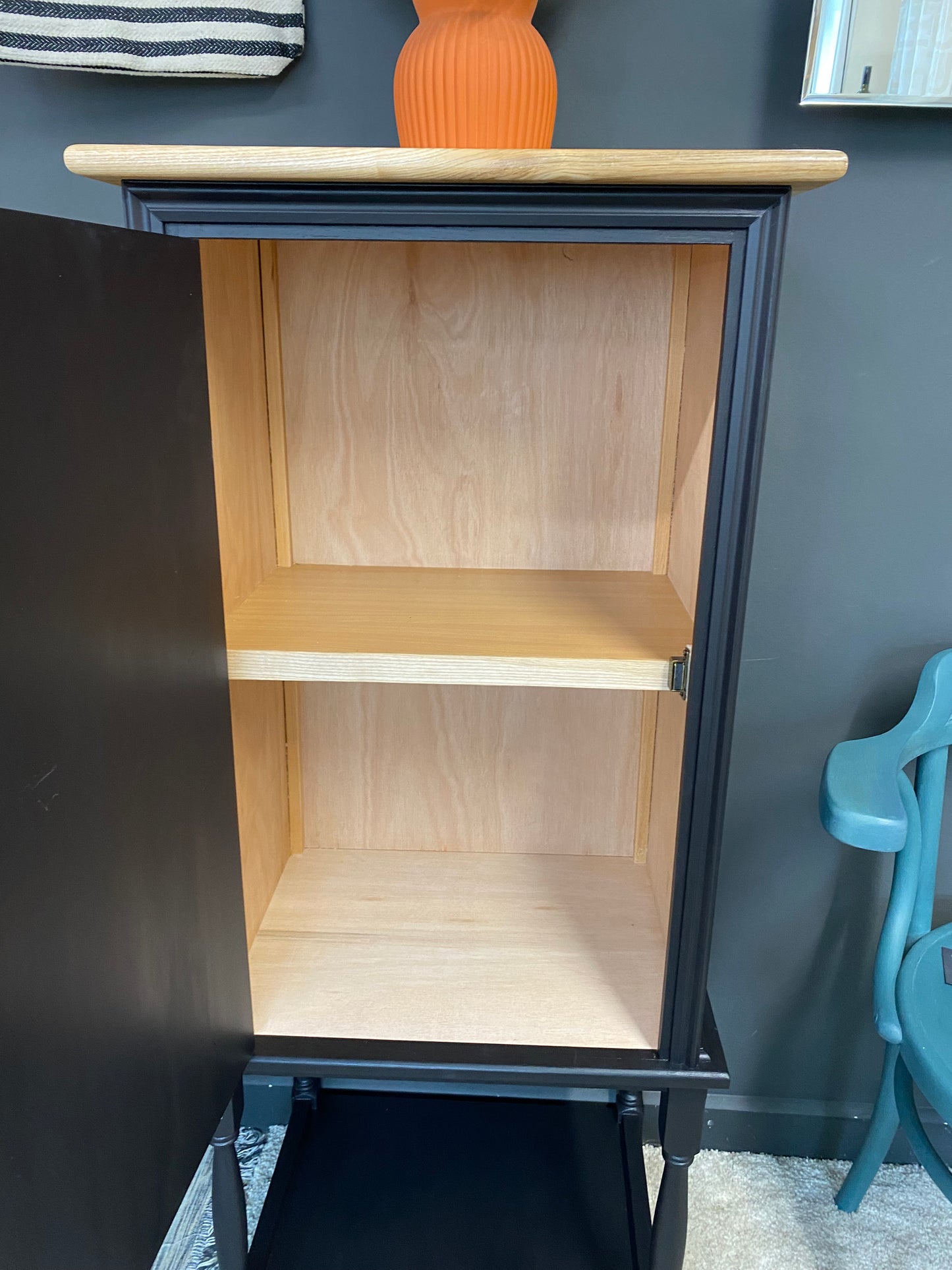 Black storage cabinet