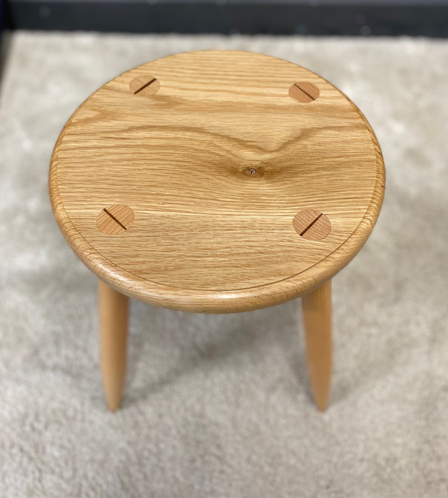 Stool in Oak with wedged tenons.