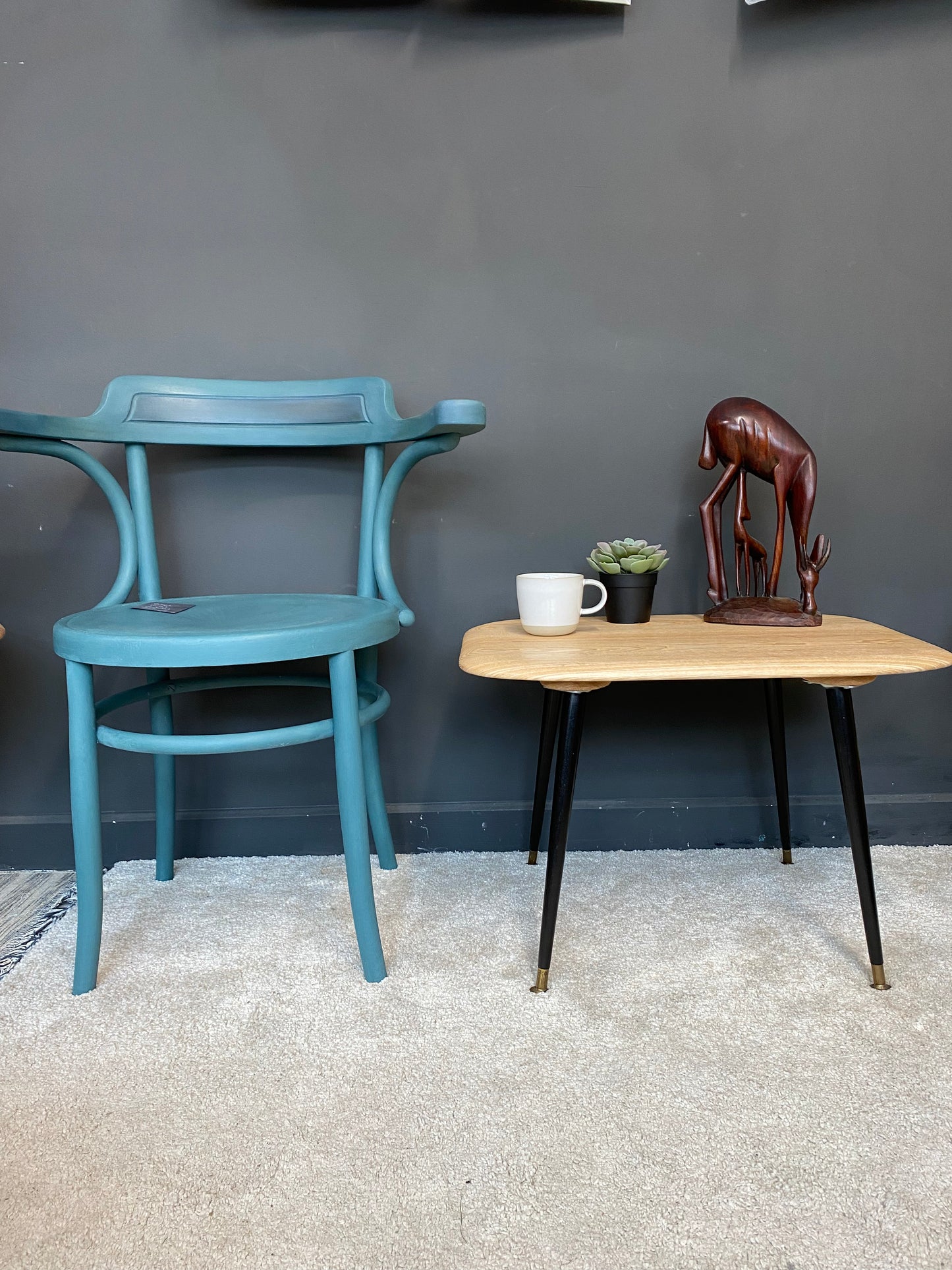 Ash table with vintage dansette legs