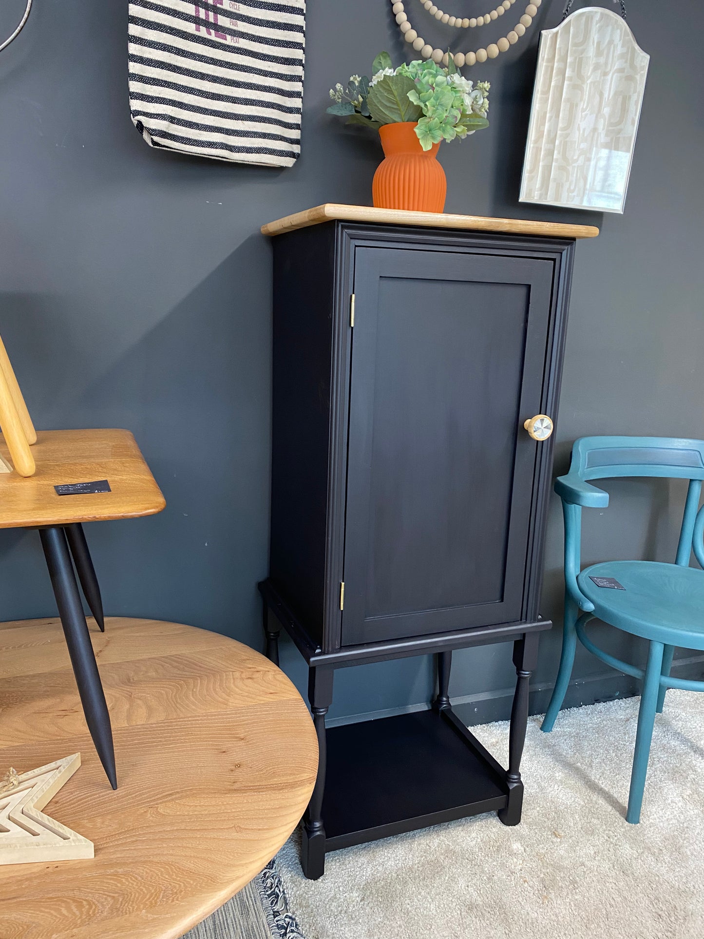 Black storage cabinet