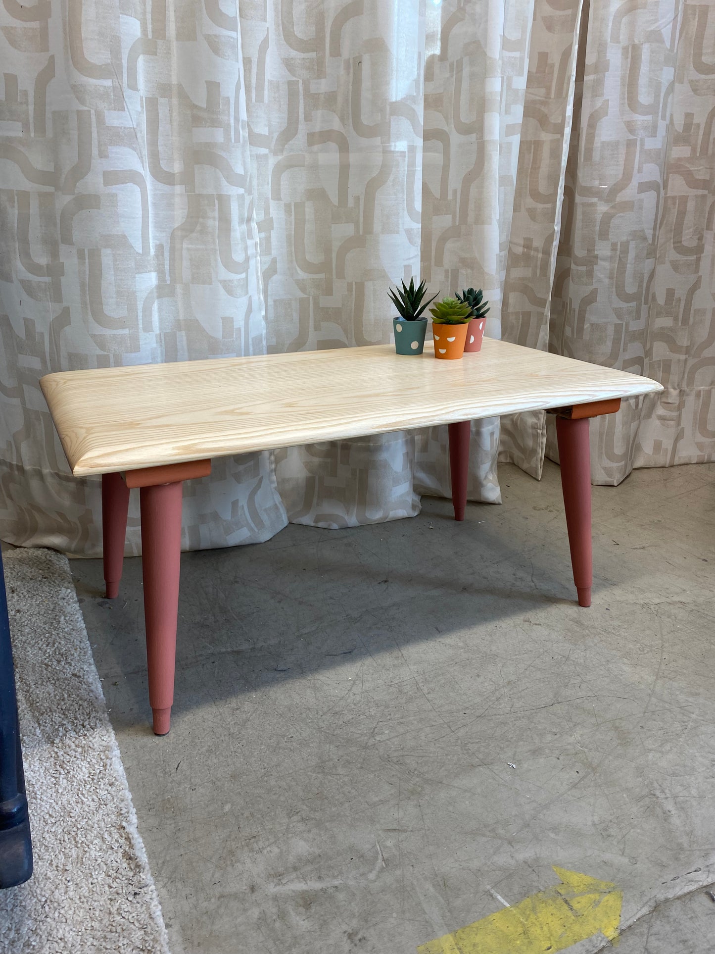 Ash coffee table with vintage legs