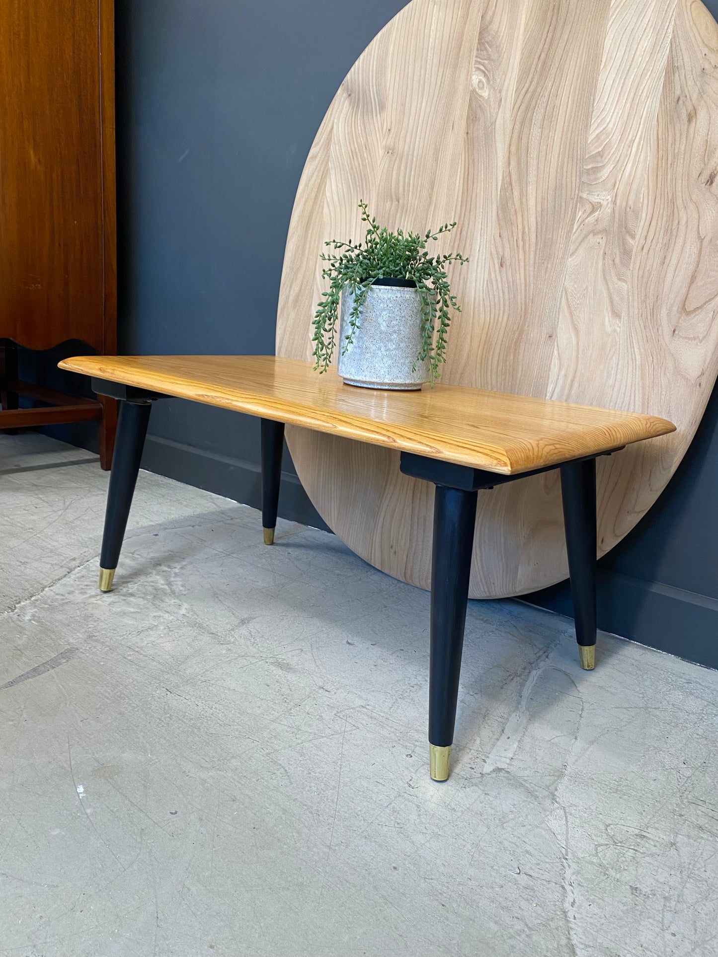 Ash coffee table with vintage legs