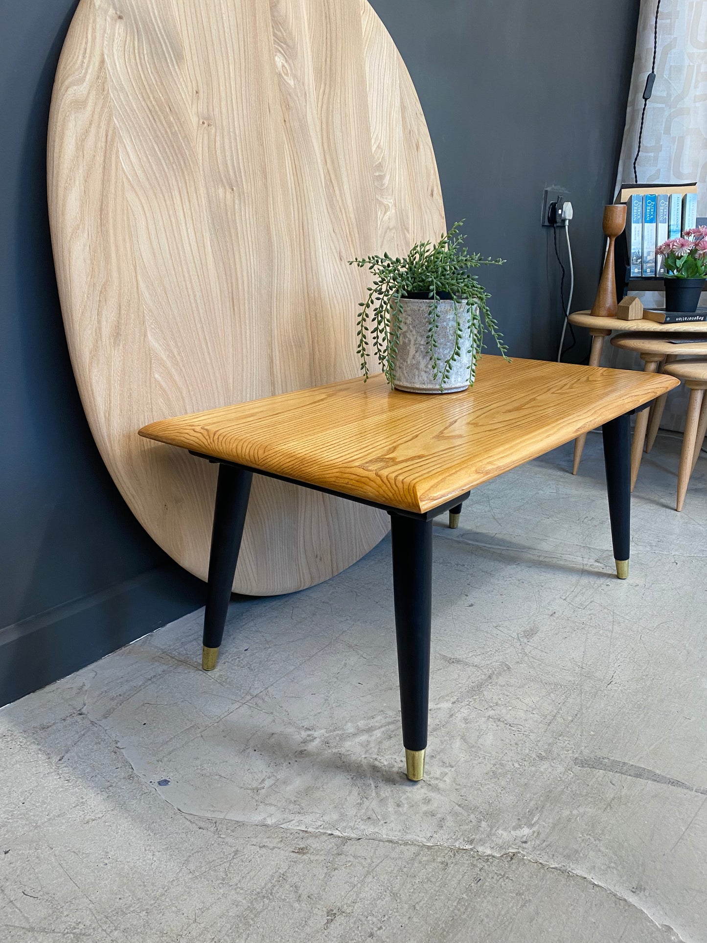 Ash coffee table with vintage legs