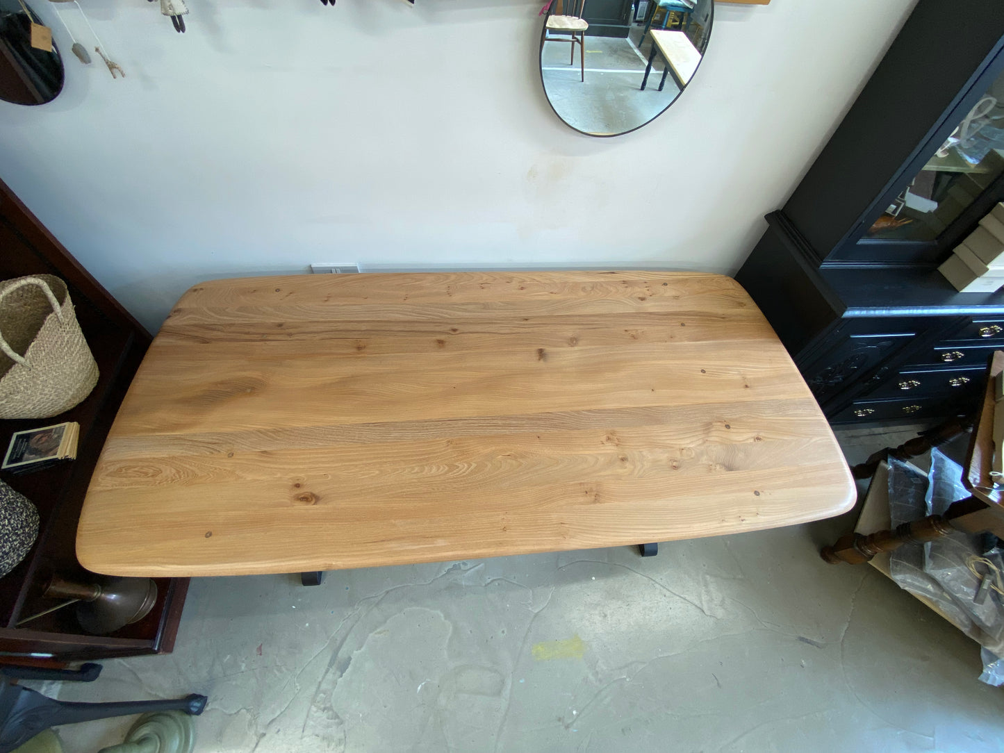 Handmade Pine farmhouse Bench with painted base.