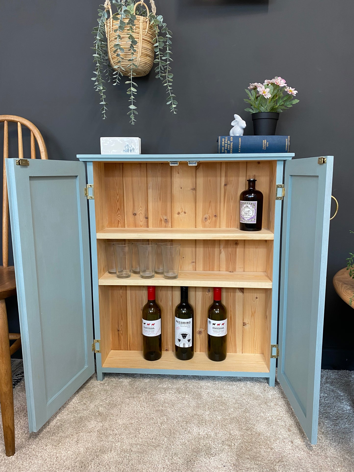 Handmade Slim Solid Pine Cabinet