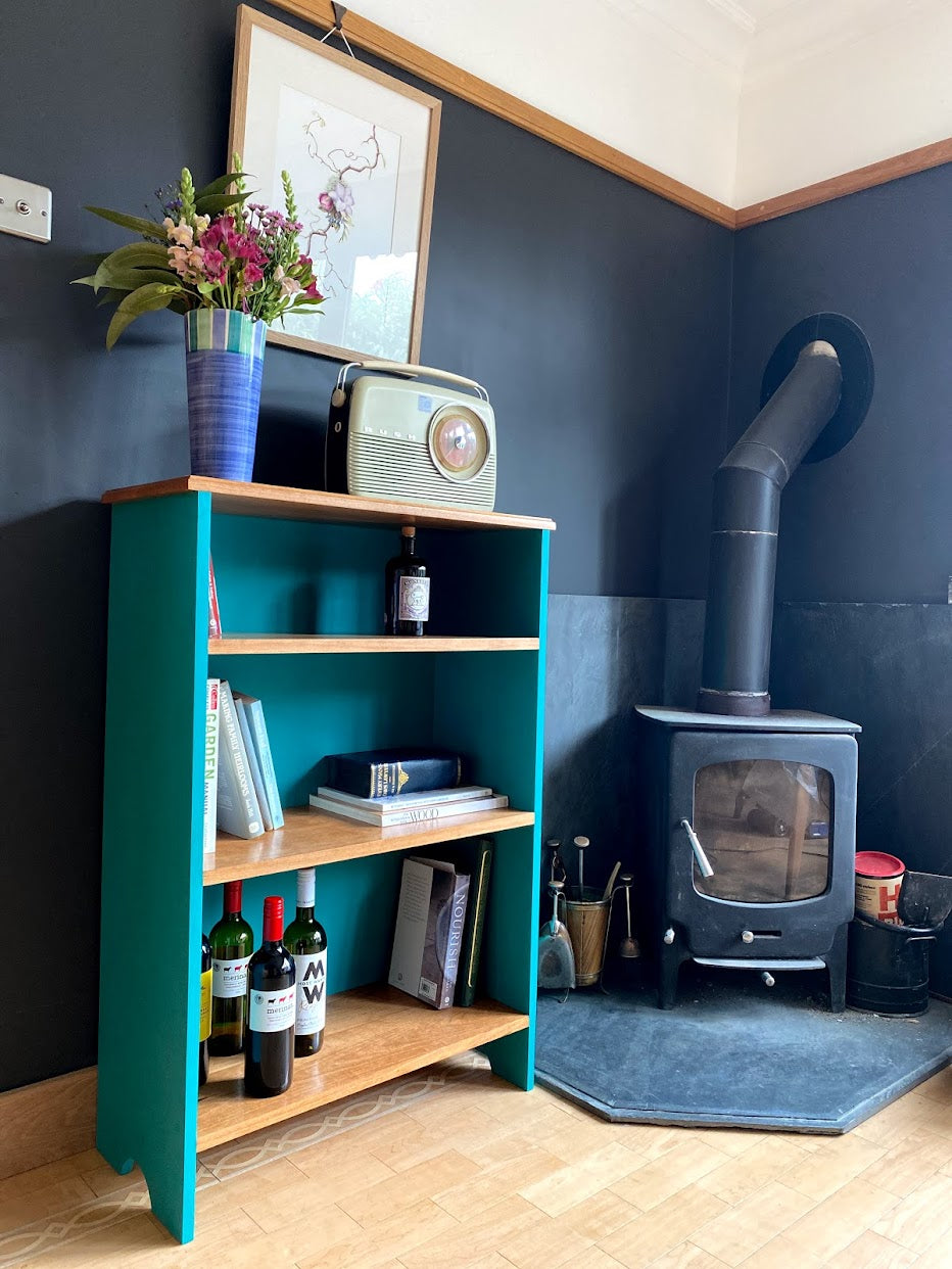 Bespoke unit with Cherry Shelves and Painted Frame and Back