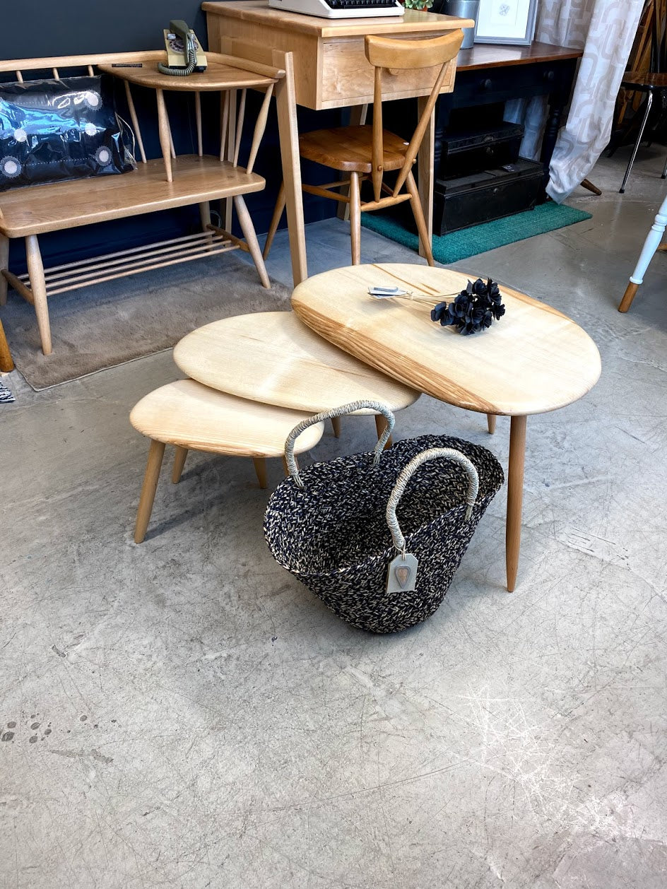 Handmade nest of tables in solid Ash