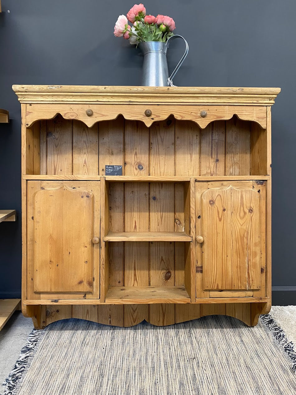 Rustic Vintage Pine Wall Cabinet with shelves