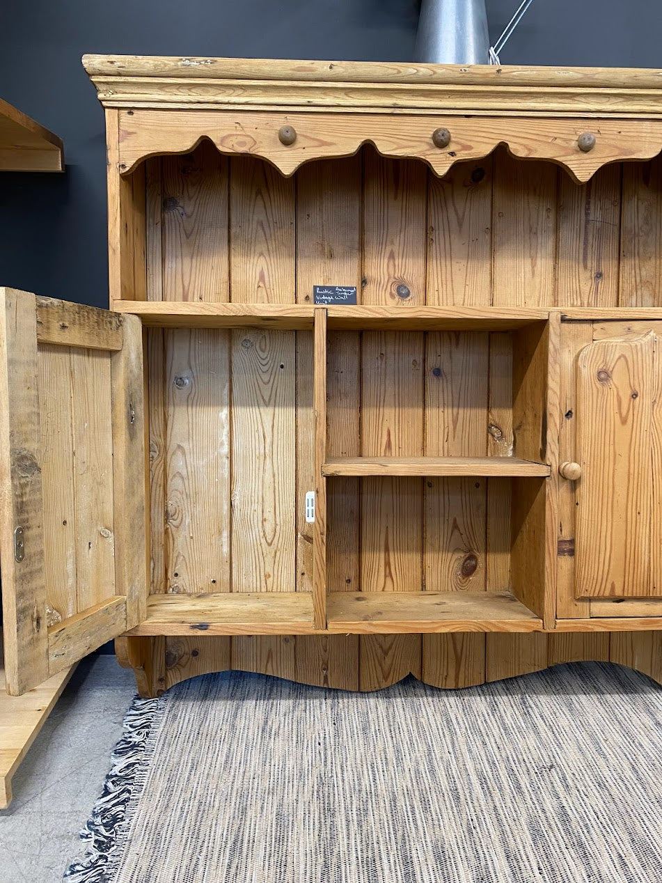 Rustic Vintage Pine Wall Cabinet with shelves