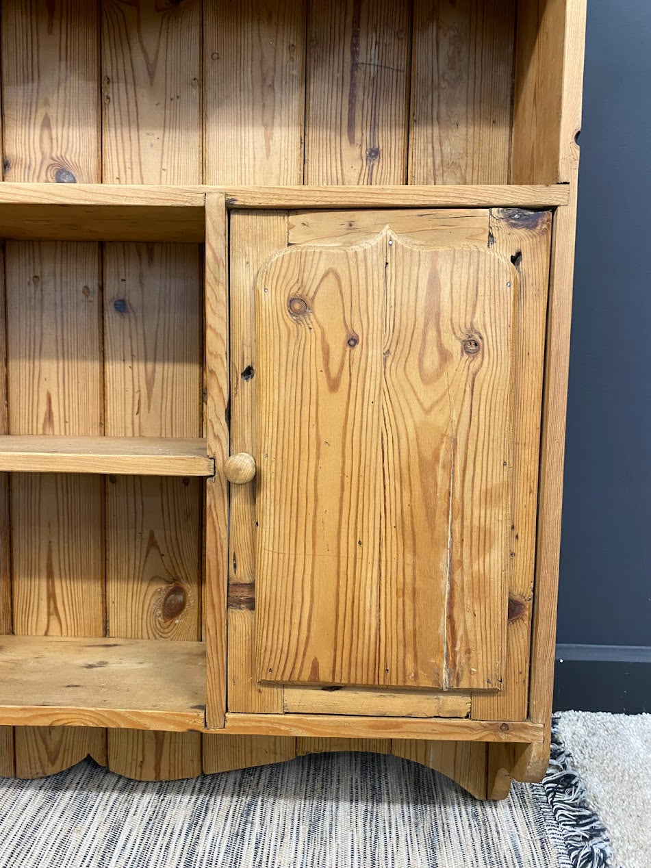 Rustic Vintage Pine Wall Cabinet with shelves