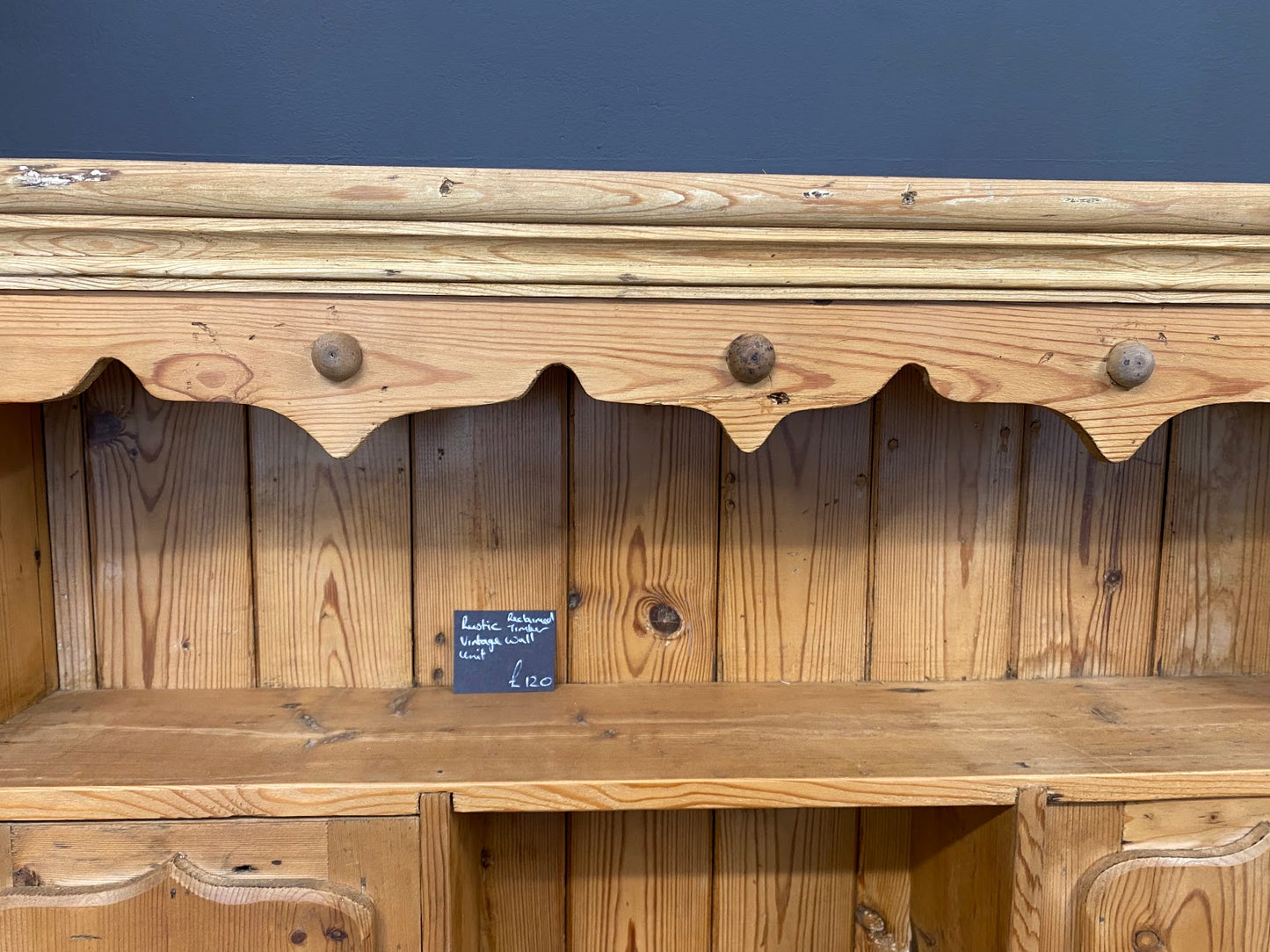 Rustic Vintage Pine Wall Cabinet with shelves