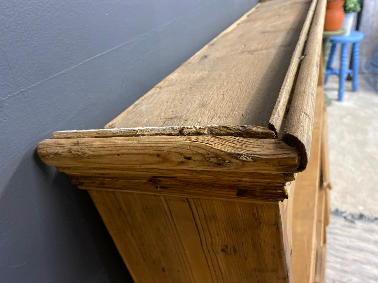 Rustic Vintage Pine Wall Cabinet with shelves