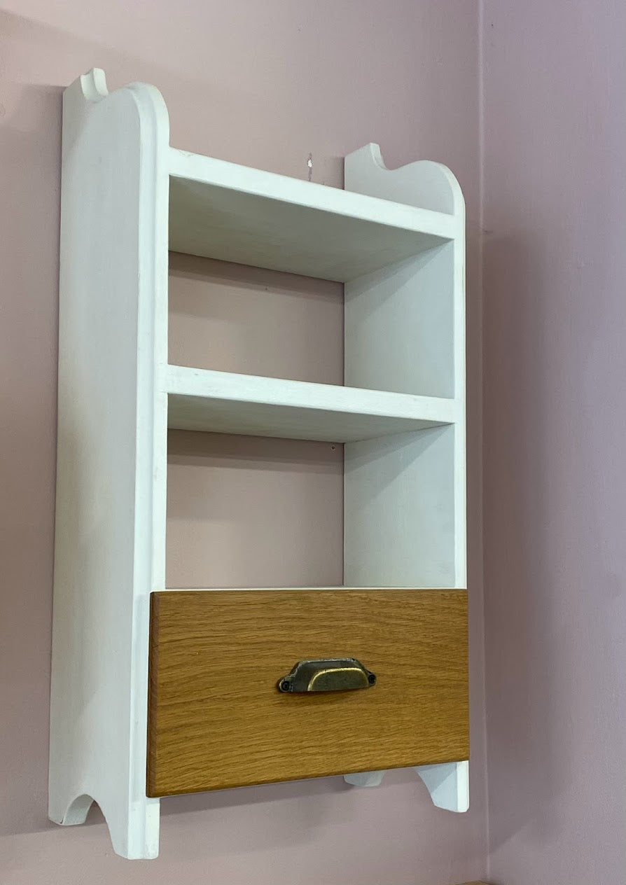 Painted Wall Unit with Natural Oak Drawer